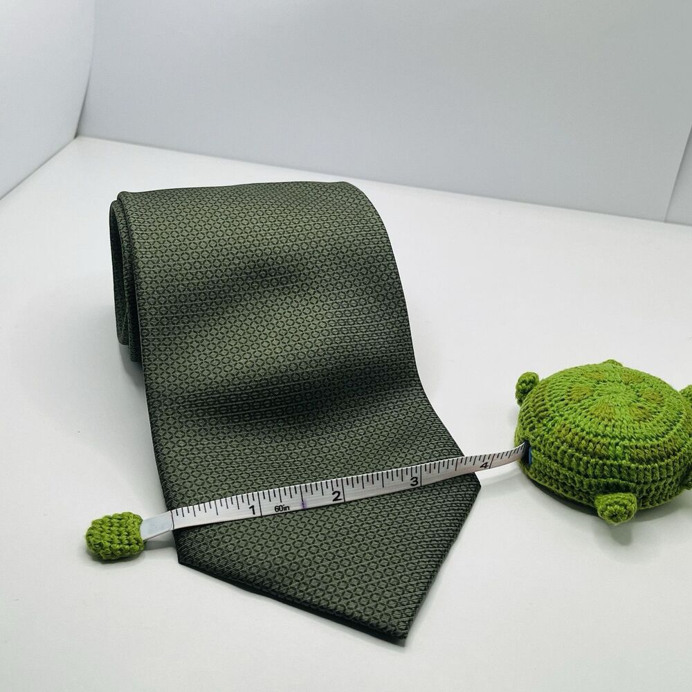 Bijoux Terner Men’s Genuine 100% Silk Tie Rich Green Geometric Necktie Handmade - Picture 7 of 7